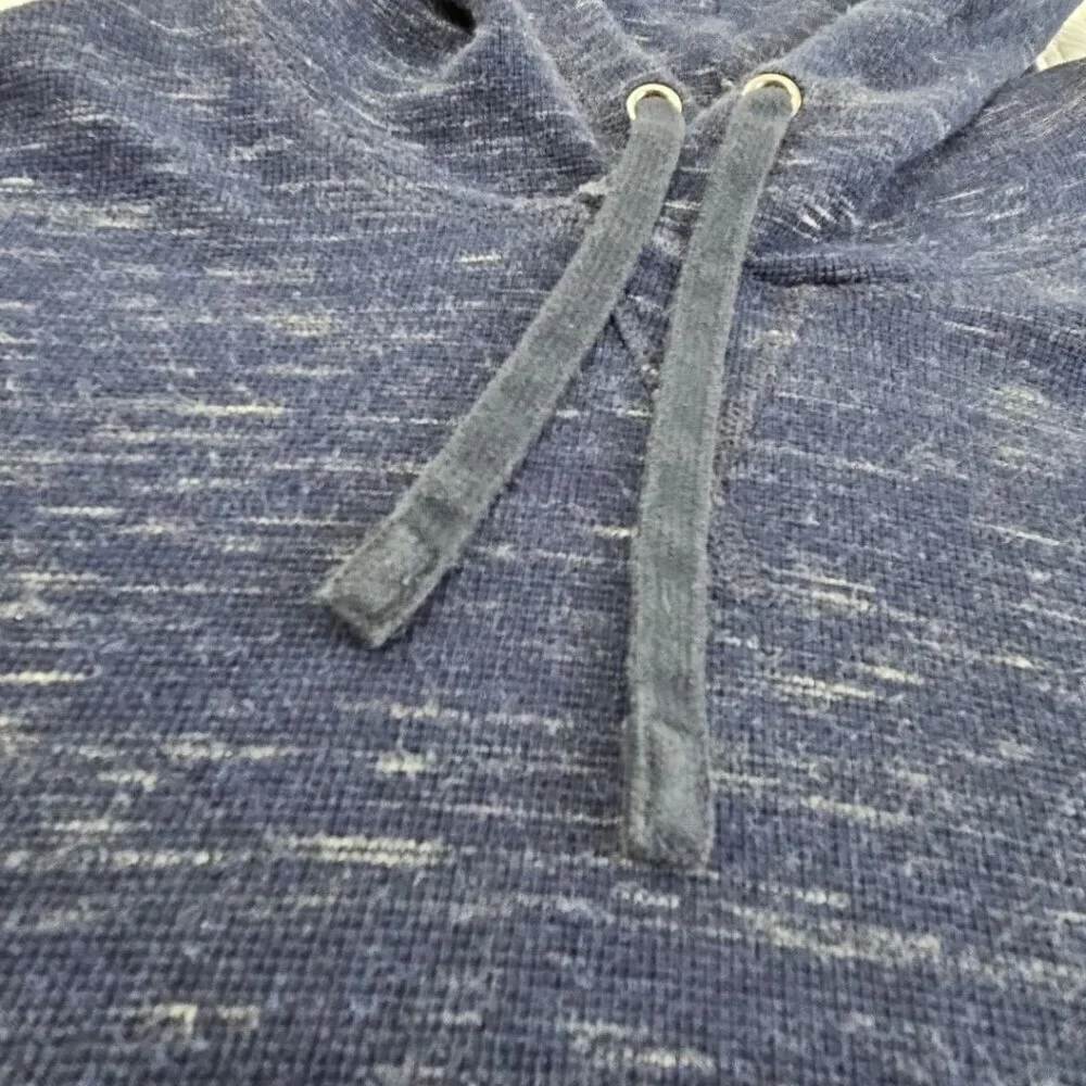 Banana Republic Waffle Hoodie Men's M Navy Blue Long Sleeve Drawstring‎ EUC LN